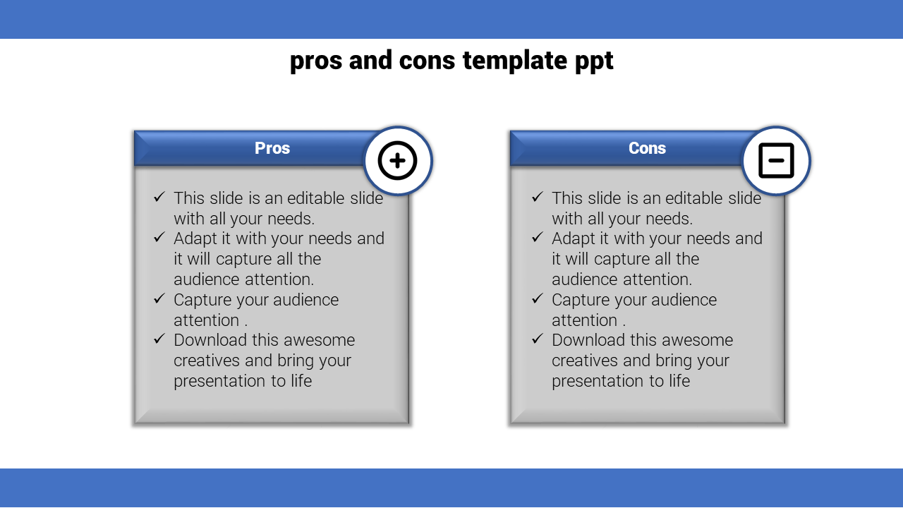Pros And Cons Template PPT Checklist Model